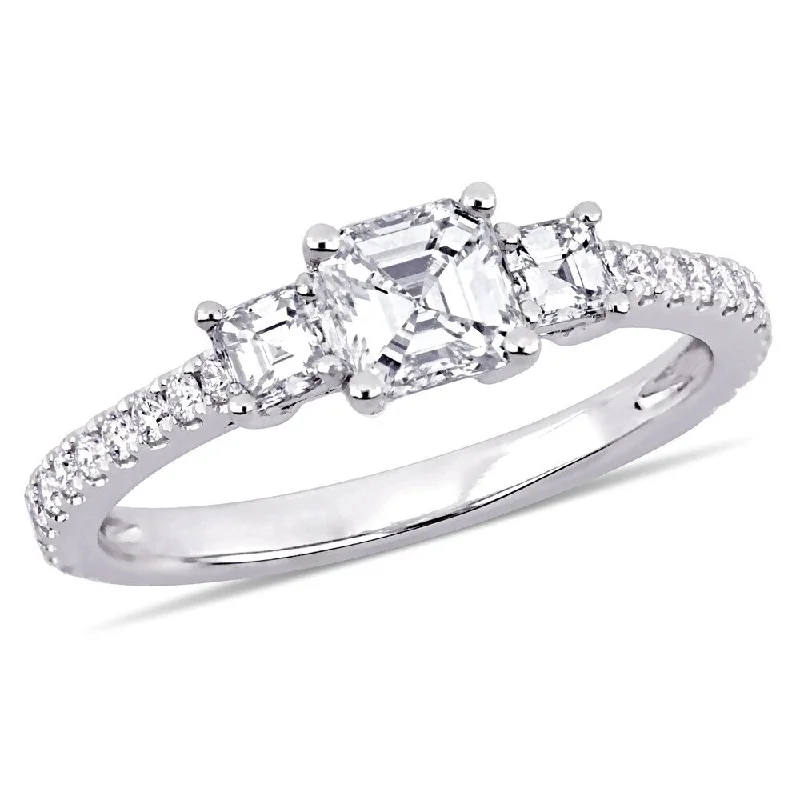 Engagement rings with marquise cut diamonds-Miadora 14k White Gold 1 1/8ct TDW Certified Diamond Engagement Ring (IGI)