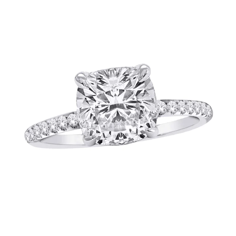 Custom-made engagement rings for women-14kt White Gold 4.51cttw Lab-Grown Cushion Diamond Engagement Ring