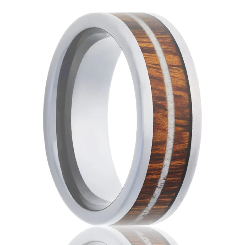 Gold-plated rings for women-Iron Wood & Antler Inlay Cobalt Wedding Band