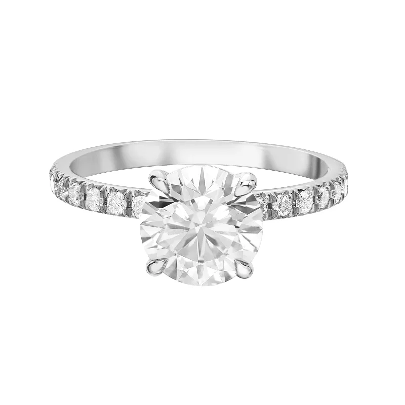 Engagement rings with antique-style settings-14kt White Gold 1.30cttw Lab-Grown Diamond Side Stone Engagement Ring