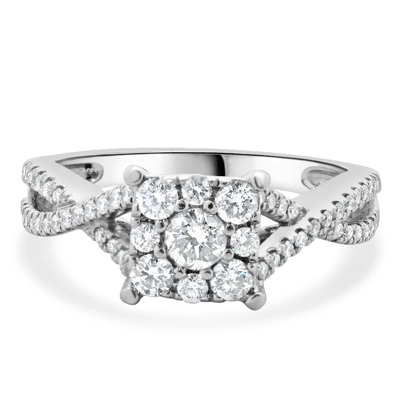 Vintage engagement rings for women-14 Karat White Gold Pave Diamond Engagement Ring