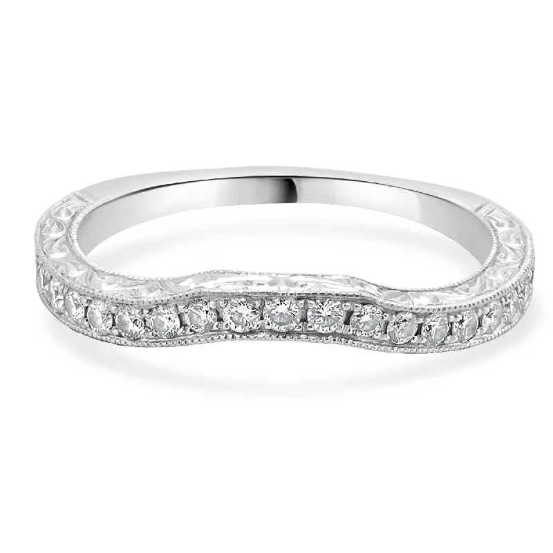 Custom diamond engagement rings-Neil Lane 14 Karat White Gold Diamond Contour Band