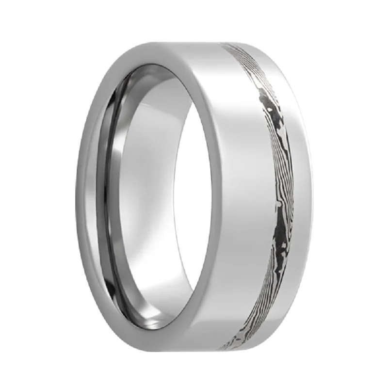 Women’s rings with artistic designs-Silver & Shakudo Mokume Gane Inlay Cobalt Wedding Band