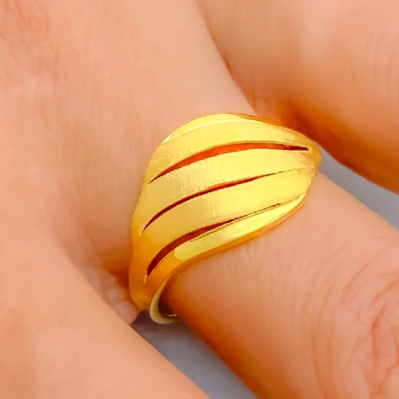 Affordable diamond rings for everyday wear-Palatial Triple Striped 22k Gold Ring