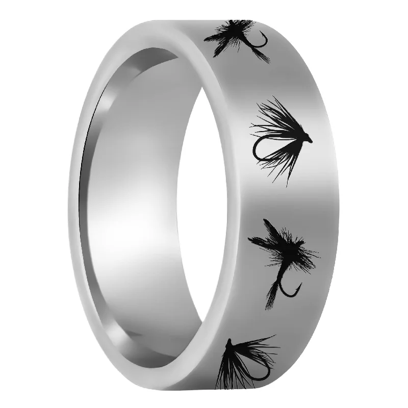 Women’s rings with intricate designs-Fly Fishing Lures Tungsten Men's Wedding Band