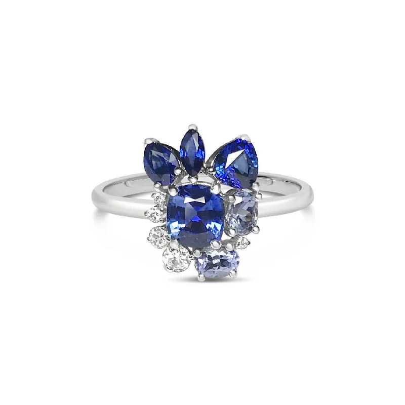 White gold engagement rings for women-Sapphire, tanzanite and diamond ring