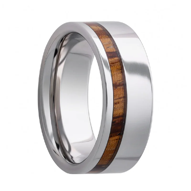 Bohemian rings for women-Asymmetrical Zebra Wood Inlay Cobalt Wedding Band