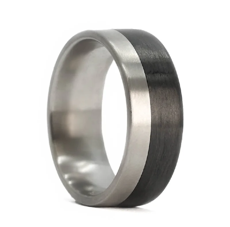 Trendy gemstone rings for women-Titanium & Carbon Fiber Men's Wedding Band