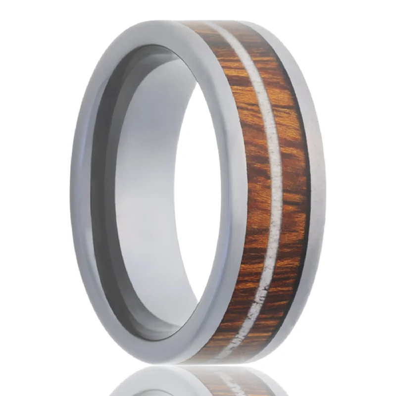 Large rings for women with bold designs-Dual Antler Inlay Tungsten Wedding Band