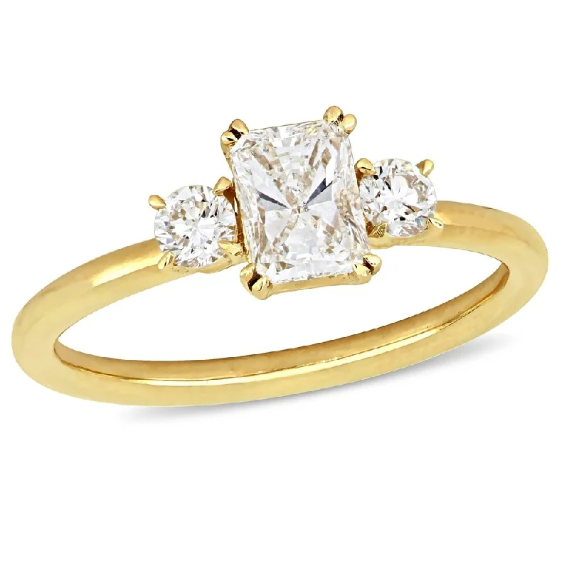 Classic women’s engagement rings with diamonds-Miadora 14k Yellow Gold 1ct TDW Radiant-cut Diamond 3-Stone Engagement Ring