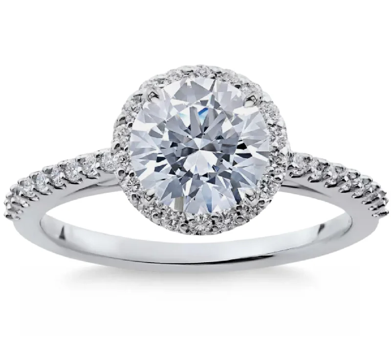 Affordable engagement rings under $1000-1 7/8 ct Halo Vintage Diamond Eco Friendly Lab Grown Engagement Ring 14k Gold