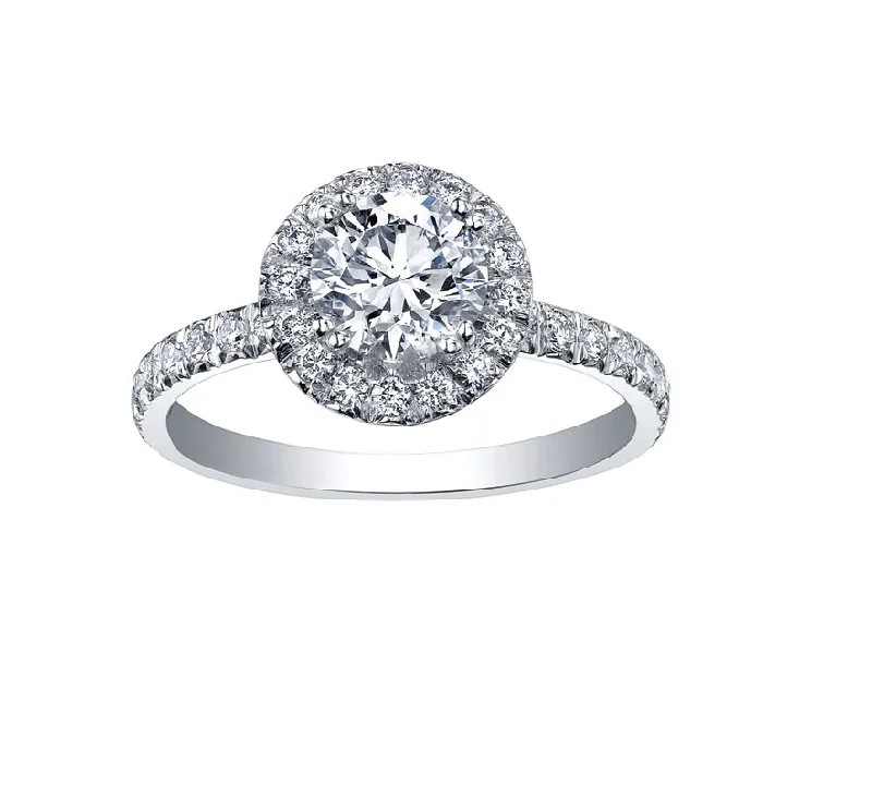 Unique engagement rings with intricate designs-18kt White Gold 1.30cttw Round Halo Engagement Ring. Circle of Love