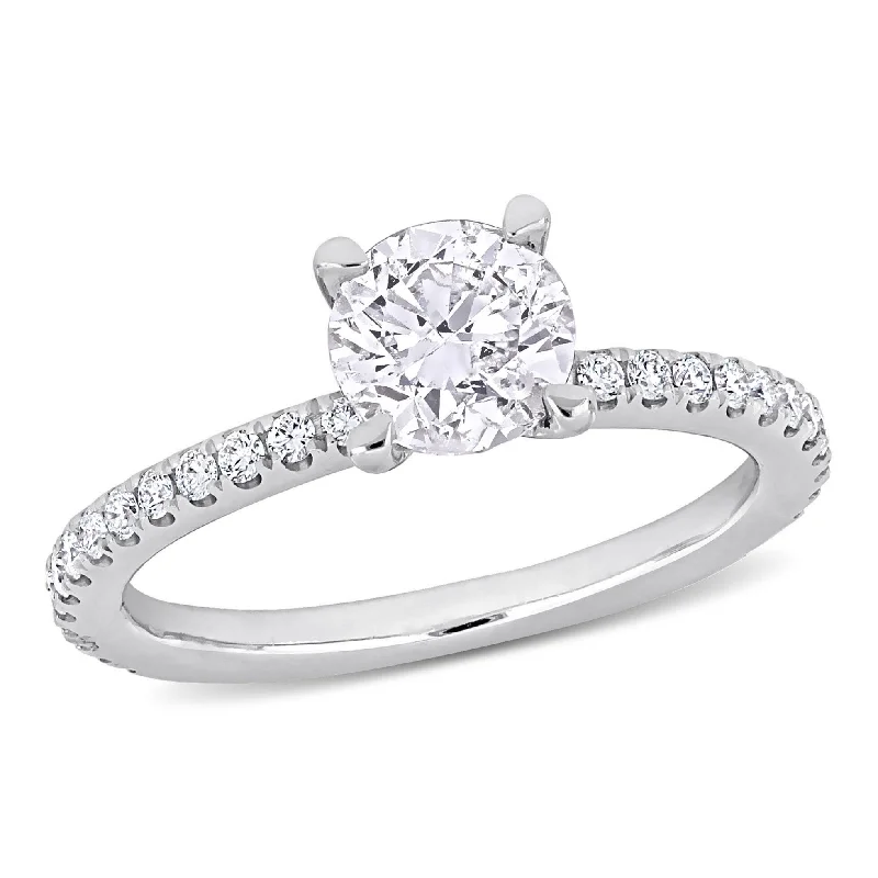 Platinum engagement rings for women-Miadora 1 1/3ct TDW Diamond Engagement Ring in 14k White Gold